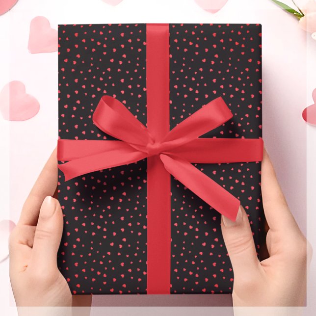 Red & Black Heart Geschenk Geschenkpapier (Von Creator hochgeladen)