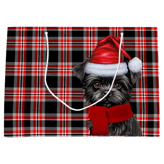 Red Black Kariert Affenpinscher Hund Lover Holiday Große Geschenktüte (Vorderseite)