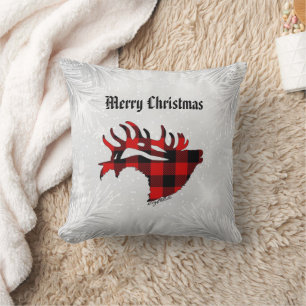 Red & Black Kariert Bull Elk Weihnachtsbaum Kissen