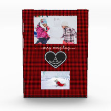 Red Black Kariert Christmas Quote Monogram Foto