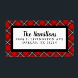 Red Black Kariert Christmas Rücksendeadresse<br><div class="desc">Ein kariertes Schwarz-Rot-Muster schmückt dieses Weihnachts-Rücksendelabel. Personalisieren Sie es mit Ihrem eigenen Namen und Ihrer eigenen Adresse. Entworfen für Sie von BlackBerry Boulevard.</div>