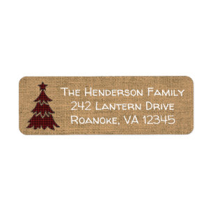 Red, Black Kariert Christmas Tree Address Label