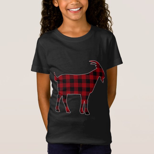 Red Black Kariert Goat Lover Bauer Matching Family T-Shirt (Vorderseite)