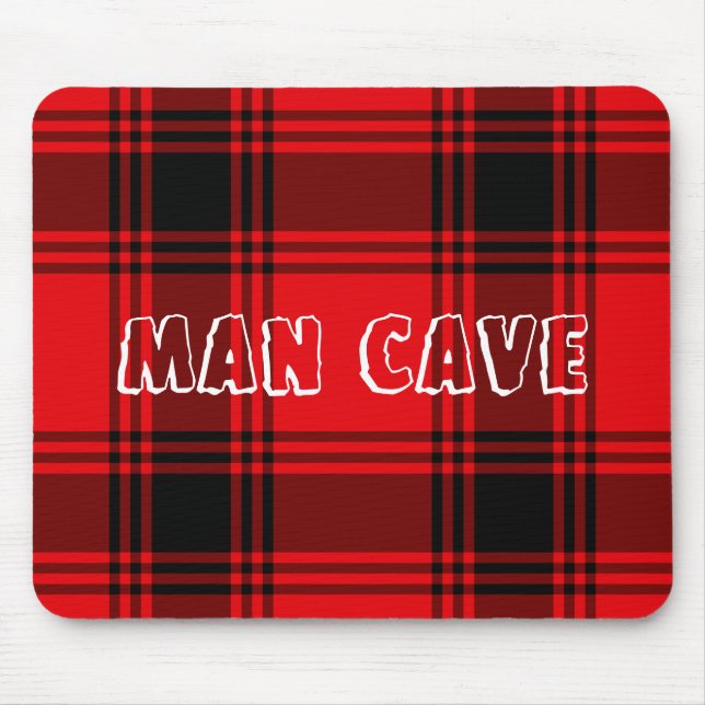 Red Black Kariert Man Cave Mouse Pad Mousepad (Vorne)