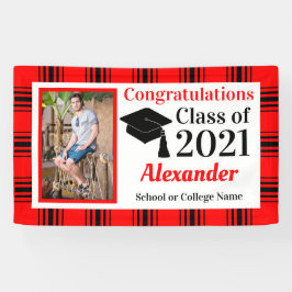 Red Black Kariert School Colors Abschluss Banner
