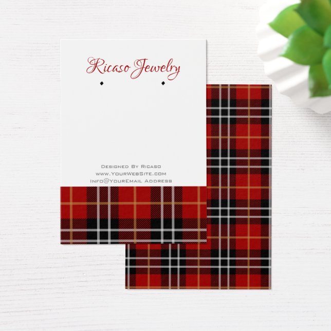 Red Black Kariert Tartan Earring Background (Schreibtisch)