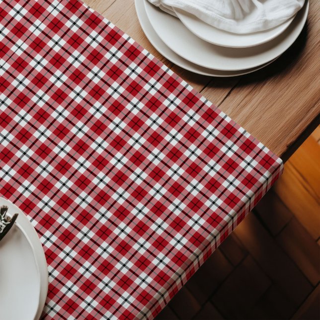 Red Black Karo Runner Lumberjack Dinner Style Großer Tischläufer (Red Black Check Runner Lumberjack Dining Style)