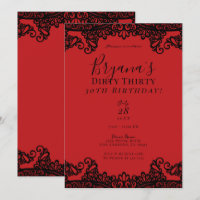 Red & Black Lace Chic Dirty 30. Geburtstag