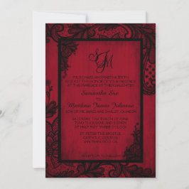 Red Black Lace Gothic Wedding Invitation Card Einladung