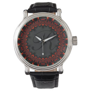 Red Black Lace Personalisiert Monogram Armwatch Armbanduhr