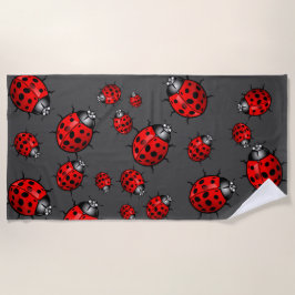 Red Black Ladybug Beach Handtuch