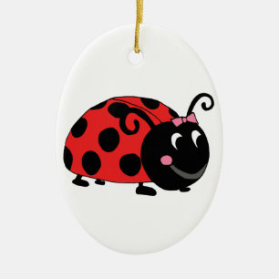 Red Black Ladybug Keramik Ornament