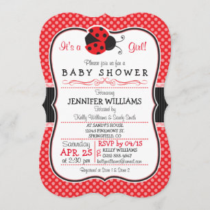 Red & Black Ladybug; Niedliche Babydusche Einladung
