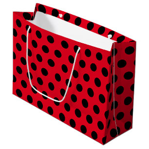 Red & Black Large Medium Polka Dot Party Große Geschenktüte