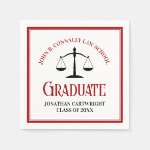 Red Black Law School Custom Graduation Party Serviette