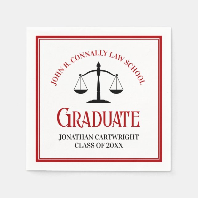 Red Black Law School Custom Graduation Party Serviette (Vorderseite)