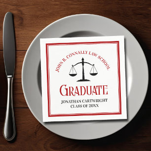 Red Black Law School Custom Graduation Party Serviette
