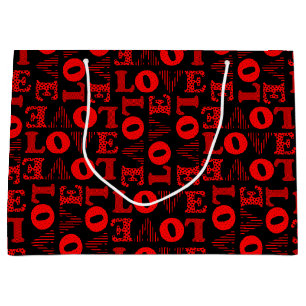 Red & Black LIEBE Geschenktasche Große Geschenktüte