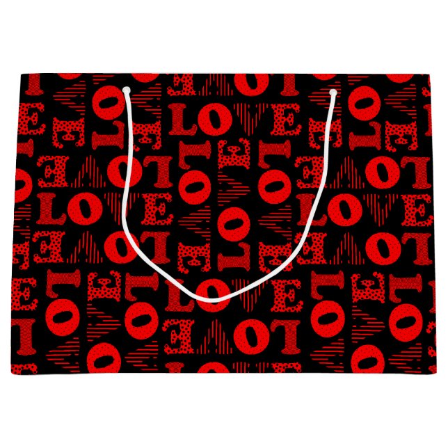 Red & Black LIEBE Geschenktasche Große Geschenktüte (Vorderseite)