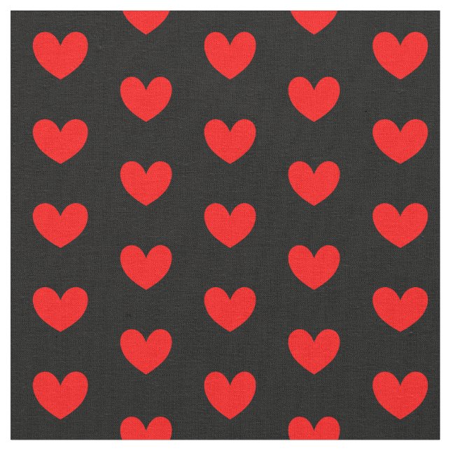 Red Black Liebe Herz Gemustert Stoff (Nahaufnahme)