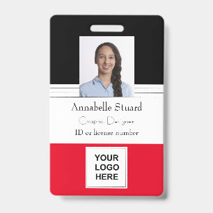 Red Black Linse Name Foto Mitarbeiter ID Ausweis