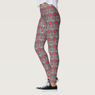 Red Black Lipstick Nail Polnisch Makeup Leggings