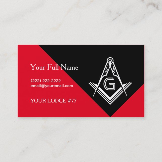 Red & Black Masonic Business Cards | Freimaurer Visitenkarte (Vorderseite)