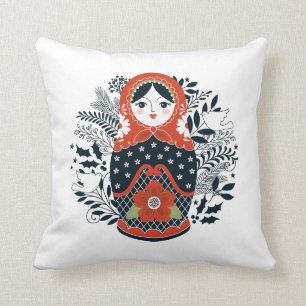 Red Black Matryoshka Nest Puppe Kissen