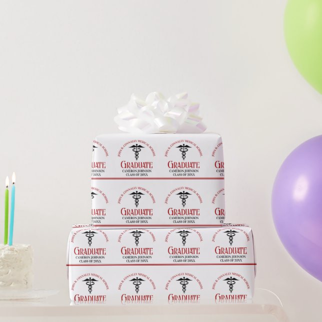 Red Black Medical School Custom Abschluss Geschenkpapier (Partygeschenke)