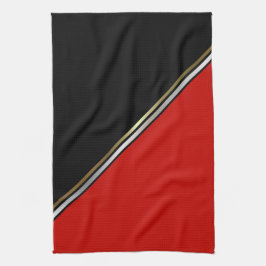 Red Black mit Gold Silver Strip Geschirrtuch
