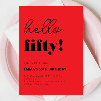 Red Black Modern 50. Geburtstag Einladung