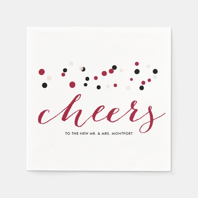 Red & Black Modern Confetti Dots Cheats Hochzeit Serviette (Vorderseite)