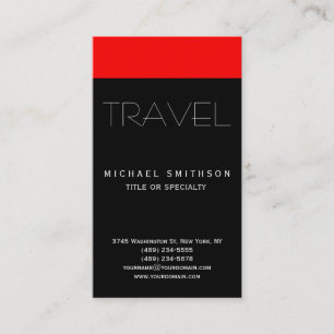 Red Black Modern Simple Travel Agent Business Card Visitenkarte