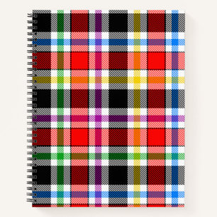 Red Black Multicolor Flannel Kariertes Tartan-Desi Notizbuch
