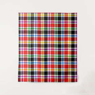 Red Black Multicolor Flannel Kariertes Tartan-Desi Wandteppich