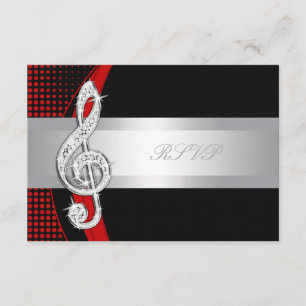 Red Black Music Treble Clef UAWG RSVP Karte