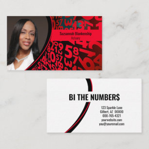 Red Black Numbers Custom Beruflich Foto Visitenkarte