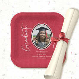 Red Black Nurse Graduate Script Minimales Foto Pappteller
