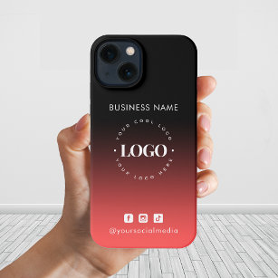 Red Black Ombre Business-Logo und Social Media iPhone 13 Hülle