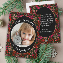 Red Black One line Art Weihnachts-Foto Feiertagskarte