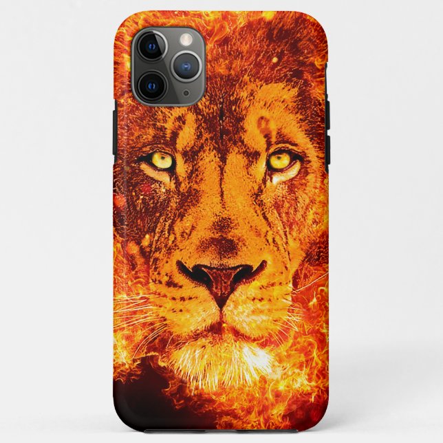 Red Black Orange Flaming Lion Face Case-Mate iPhone Hülle (Rückseite)