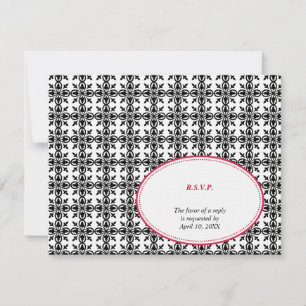Red Black Oval Spitzenklasse Hochzeitsreaktion UAW RSVP Karte
