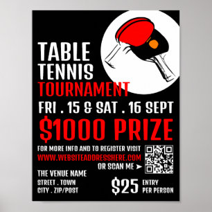 Red & Black Paddles, Tischtennis Turnier Poster
