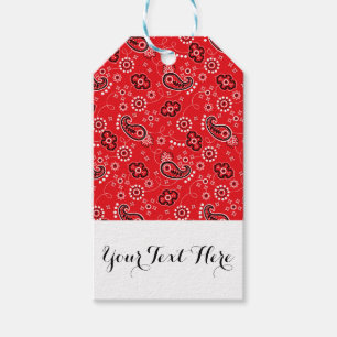 Red Black Paisley Bandana Print Personalisiert Geschenkanhänger