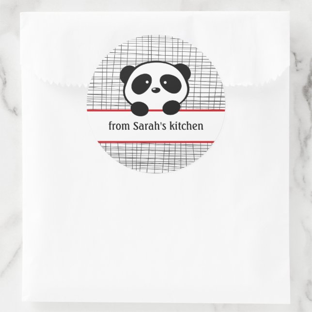 Red Black Panda aus der Küche Backaufkleber Runder Aufkleber (Tasche)