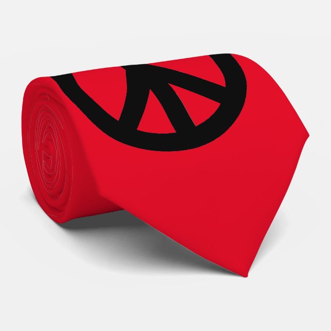 Red Black Peace Sign Symbol Pop Art Krawatte (Gerollt)