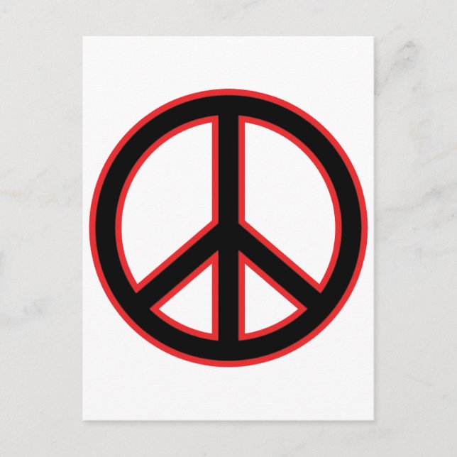 Red & Black Peace Symbol Postkarte (Vorderseite)