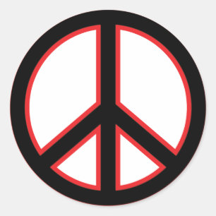 Red & Black Peace Symbol Runder Aufkleber