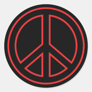 Red & Black Peace Symbol Runder Aufkleber