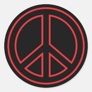 Red & Black Peace Symbol Runder Aufkleber